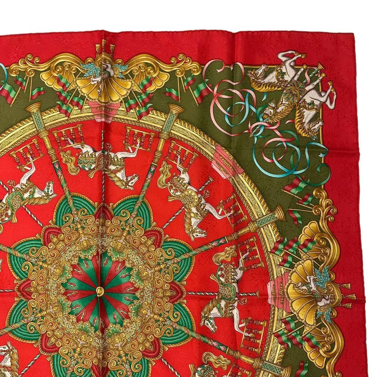Hermes Carre 90 Scarf Silk Luna Park Amusement Merry Go Round — view 3