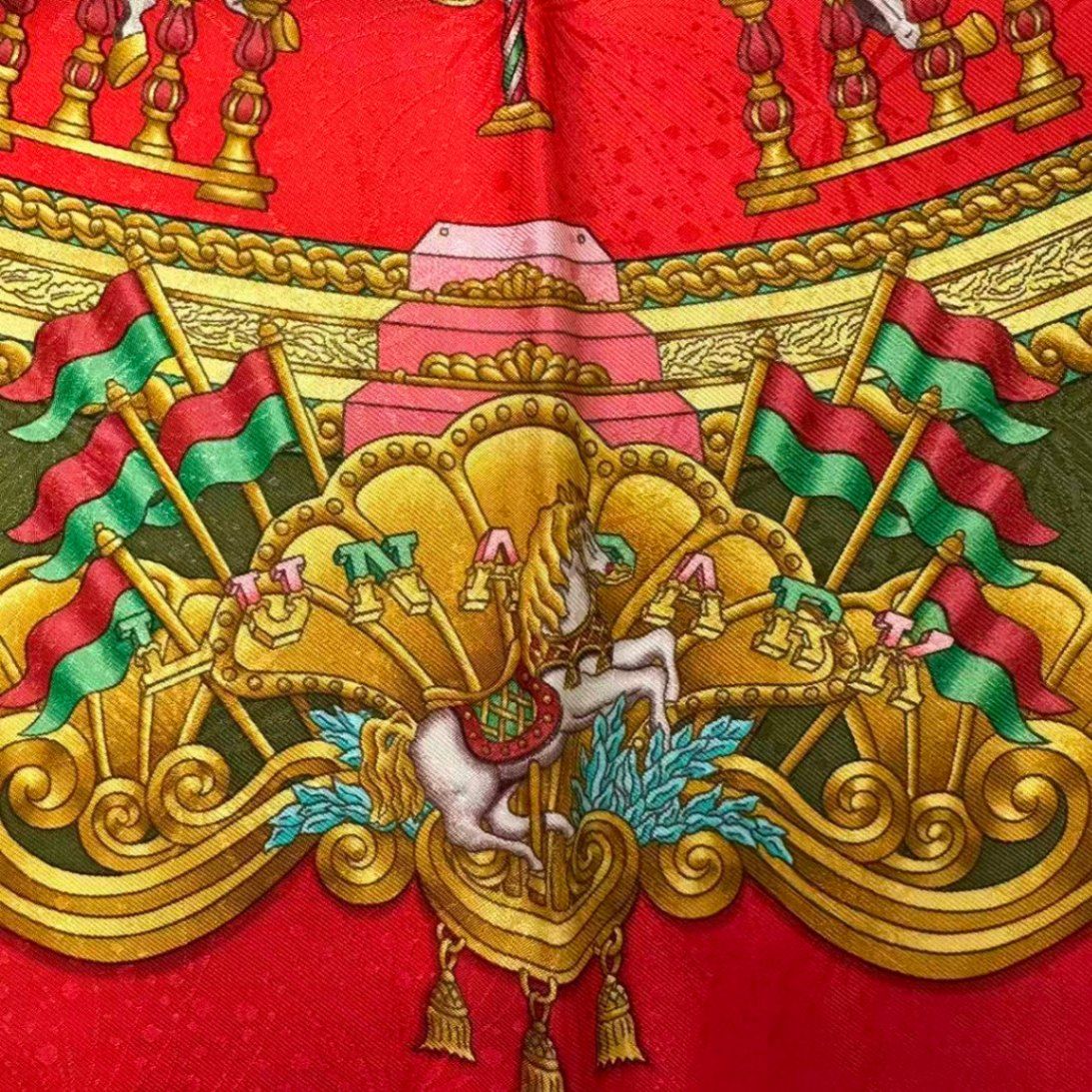 Hermes Carre 90 Scarf Silk Luna Park Amusement Merry Go Round — view 6