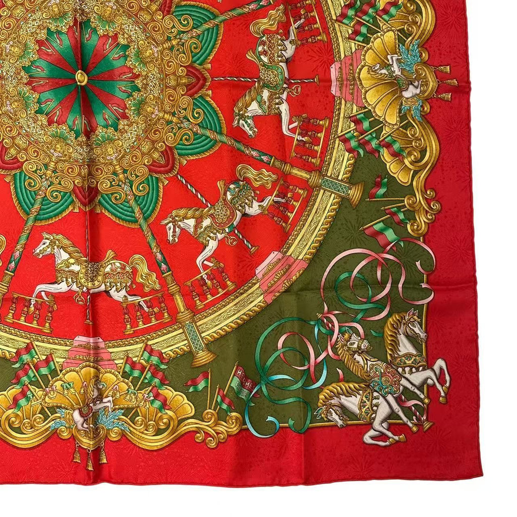 Hermes Carre 90 Scarf Silk Luna Park Amusement Merry Go Round — view 5
