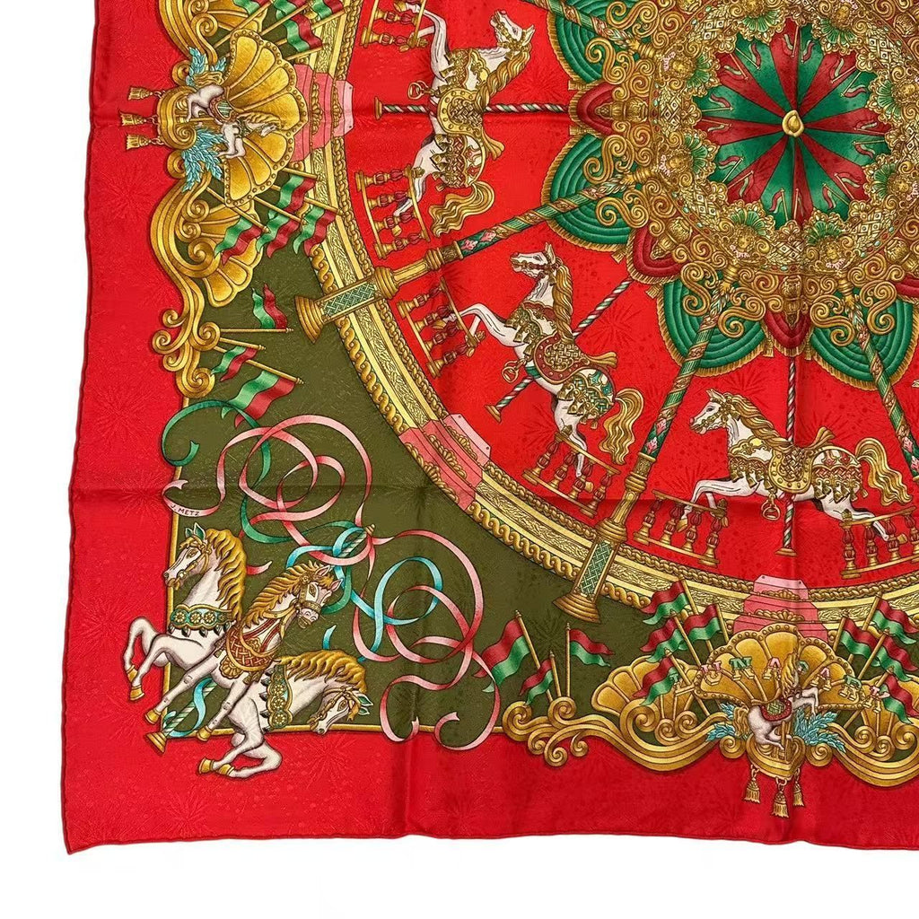 Hermes Carre 90 Scarf Silk Luna Park Amusement Merry Go Round — view 4