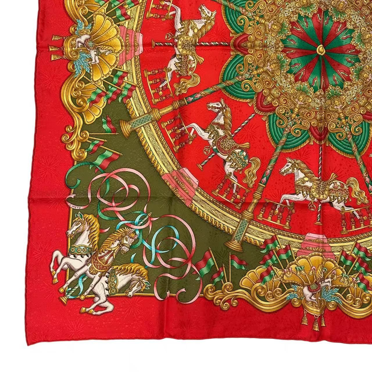 Hermes Carre 90 Scarf Silk Luna Park Amusement Merry Go Round — view 4