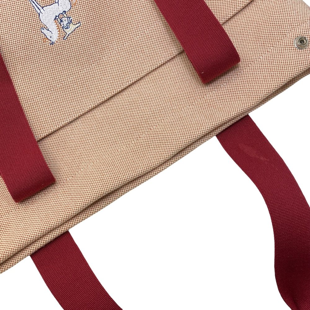 Hermes Cabriole Mothersbag Tote Bag Canvas Toile Ash Bordeaux Beige Light Weight — view 8