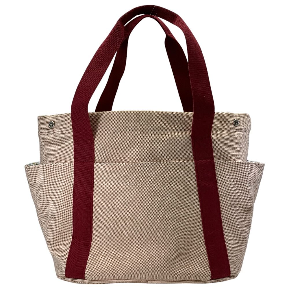 Hermes Cabriole Mothersbag Tote Bag Canvas Toile Ash Bordeaux Beige Light Weight — view 2