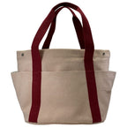 Hermes Cabriole Mothersbag Tote Bag Canvas Toile Ash Bordeaux Beige Light Weight — view 2
