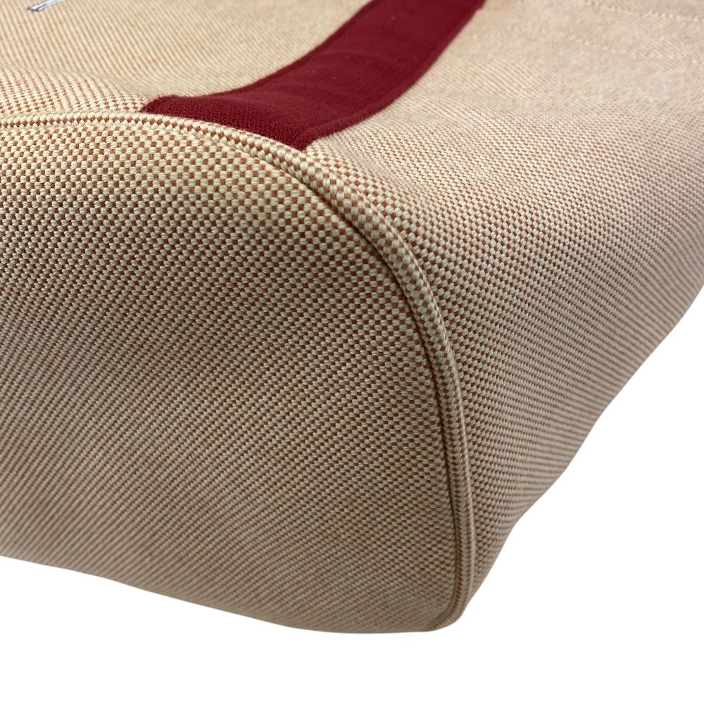 Hermes Cabriole Mothersbag Tote Bag Canvas Toile Ash Bordeaux Beige Light Weight — view 4