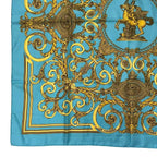 Hermes Scarf Carre 90 Silk les Tuileries Tui Roulis Park Blue — view 4