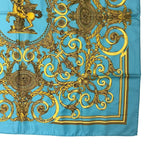 Hermes Scarf Carre 90 Silk les Tuileries Tui Roulis Park Blue — view 5