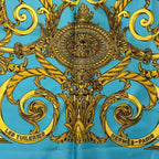 Hermes Scarf Carre 90 Silk les Tuileries Tui Roulis Park Blue — view 6