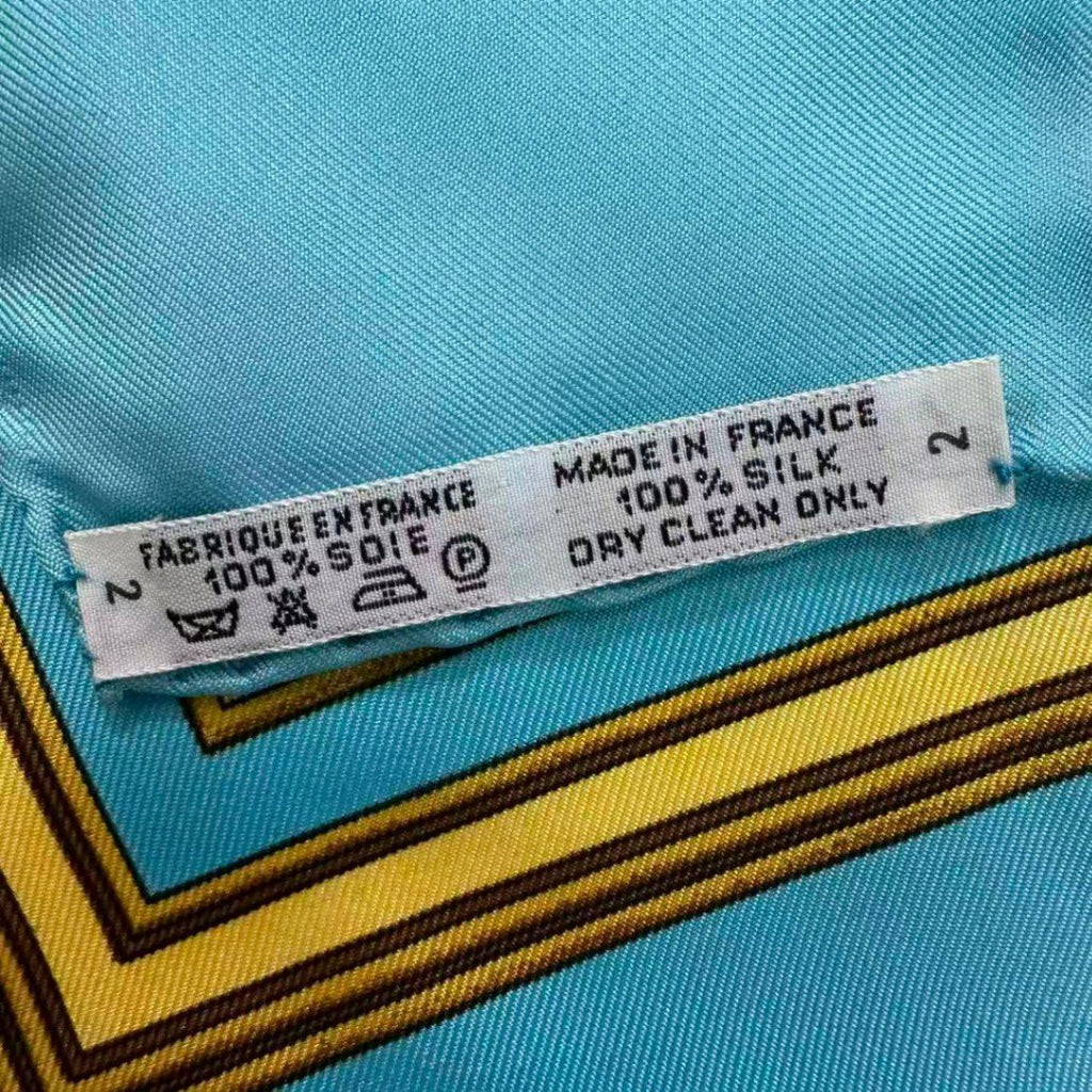 Hermes Scarf Carre 90 Silk les Tuileries Tui Roulis Park Blue — view 8