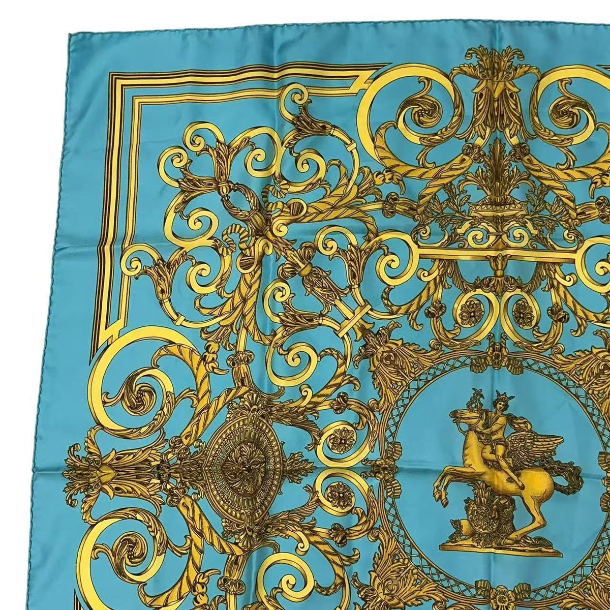 Hermes Scarf Carre 90 Silk les Tuileries Tui Roulis Park Blue — view 2