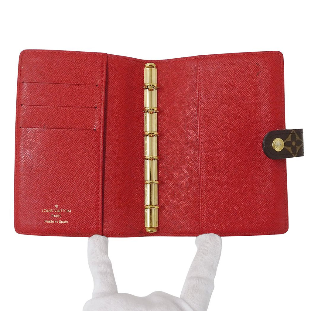 Louis Vuitton Notebook Cover Monogram Groom Agenda PM Rouge Brown Red Stationery — view 5