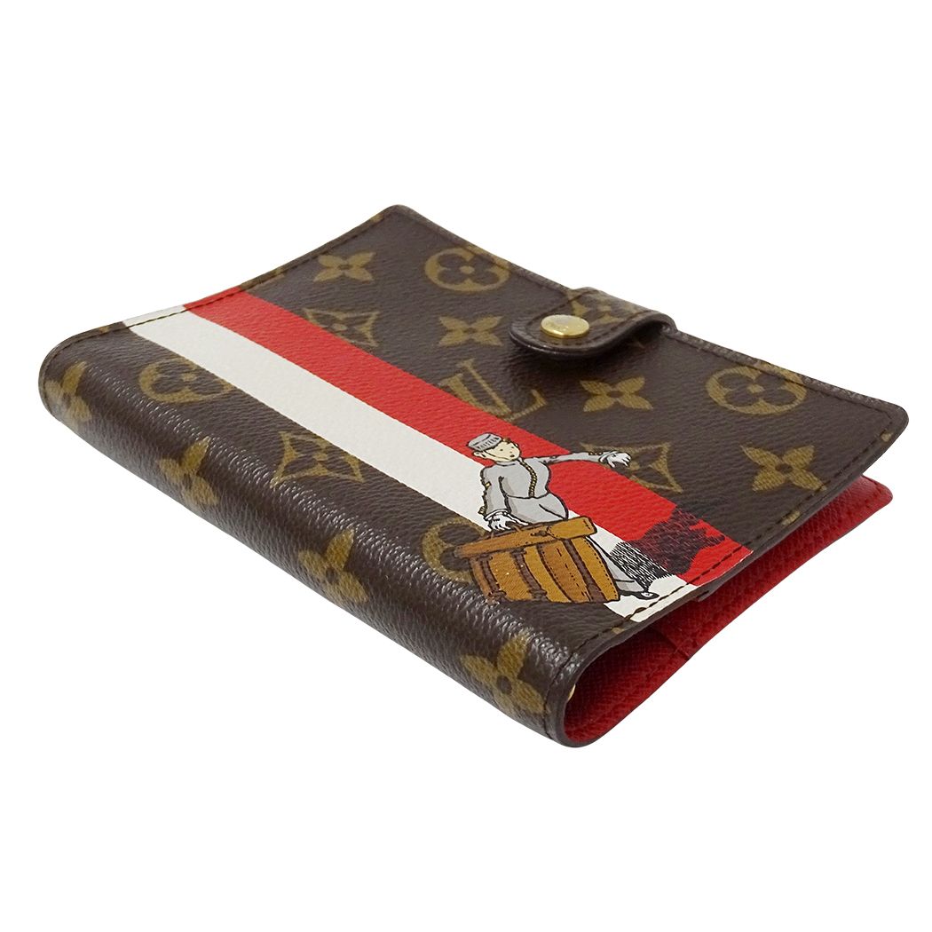 Louis Vuitton Notebook Cover Monogram Groom Agenda PM Rouge Brown Red Stationery — view 3