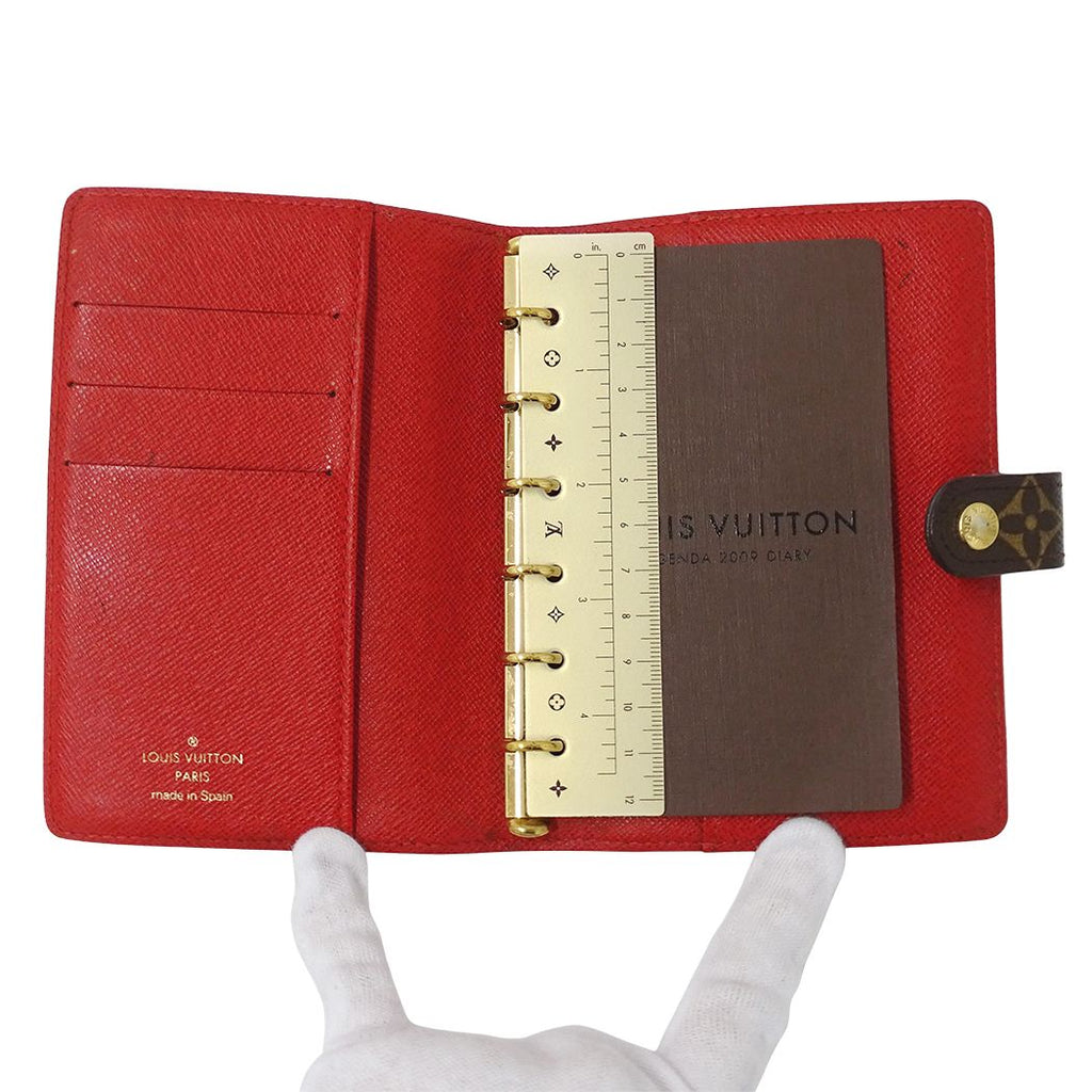 Louis Vuitton Notebook Cover Monogram Groom Agenda PM Rouge Brown Red Stationery — view 4