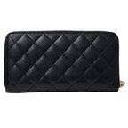 Chanel Wallet Quilted Caviar Leather Black Gold Zip Around — view 2