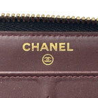 Chanel Wallet Quilted Caviar Leather Black Gold Zip Around — view 5
