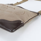Prada Jacquard Logo Leather Shoulder Bag Crossbody Messenger Business Brown — view 4