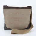 Prada Jacquard Logo Leather Shoulder Bag Crossbody Messenger Business Brown