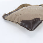 Prada Jacquard Logo Leather Shoulder Bag Crossbody Messenger Business Brown — view 6
