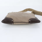 Prada Jacquard Logo Leather Shoulder Bag Crossbody Messenger Business Brown — view 5