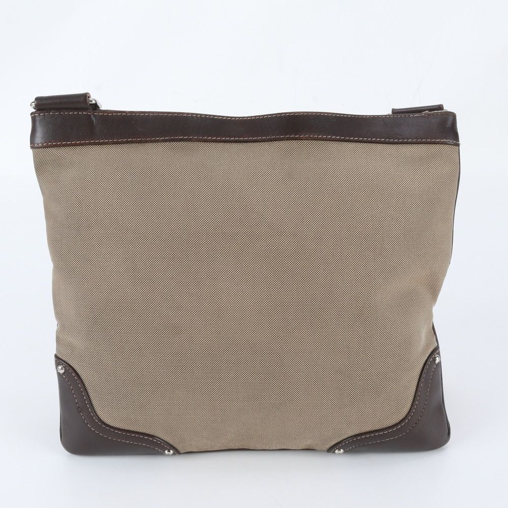 Prada Jacquard Logo Leather Shoulder Bag Crossbody Messenger Business Brown — view 3