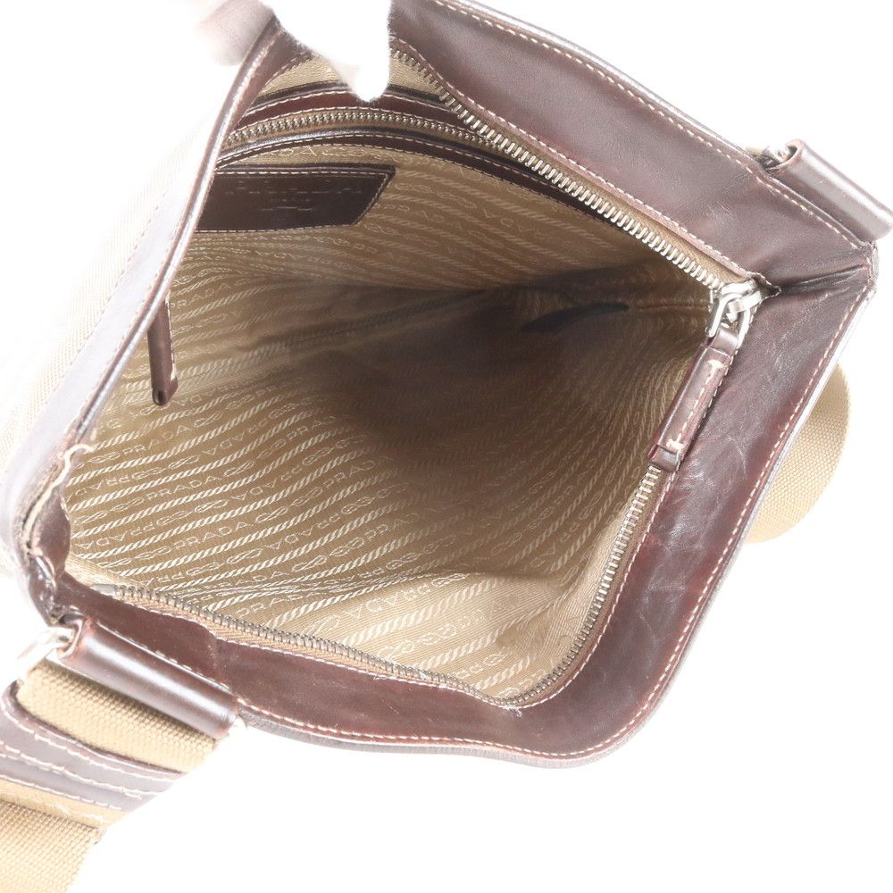 Prada Jacquard Logo Leather Shoulder Bag Crossbody Messenger Business Brown — view 7