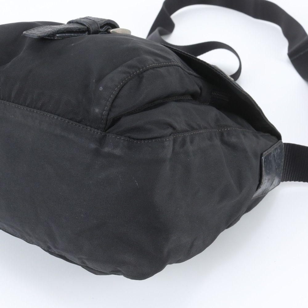 Prada Tessuto Nylon Triangle Logo Leather Shoulder Bag Crossbody Messenger — view 4