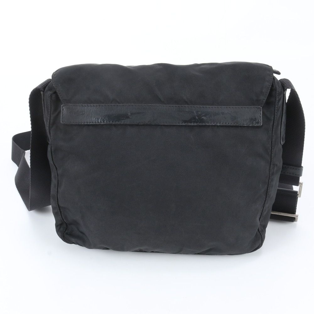 Prada Tessuto Nylon Triangle Logo Leather Shoulder Bag Crossbody Messenger — view 3