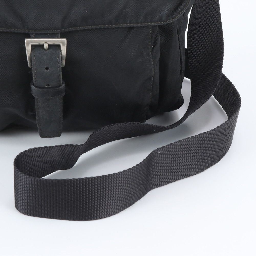 Prada Tessuto Nylon Triangle Logo Leather Shoulder Bag Crossbody Messenger — view 2