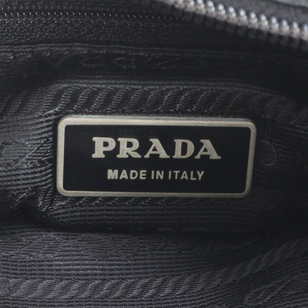 Prada Tessuto Nylon Triangle Logo Leather Shoulder Bag Crossbody Messenger — view 8