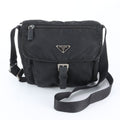 Prada Tessuto Nylon Triangle Logo Leather Shoulder Bag Crossbody Messenger