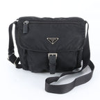 Prada Tessuto Nylon Triangle Logo Leather Shoulder Bag Crossbody Messenger