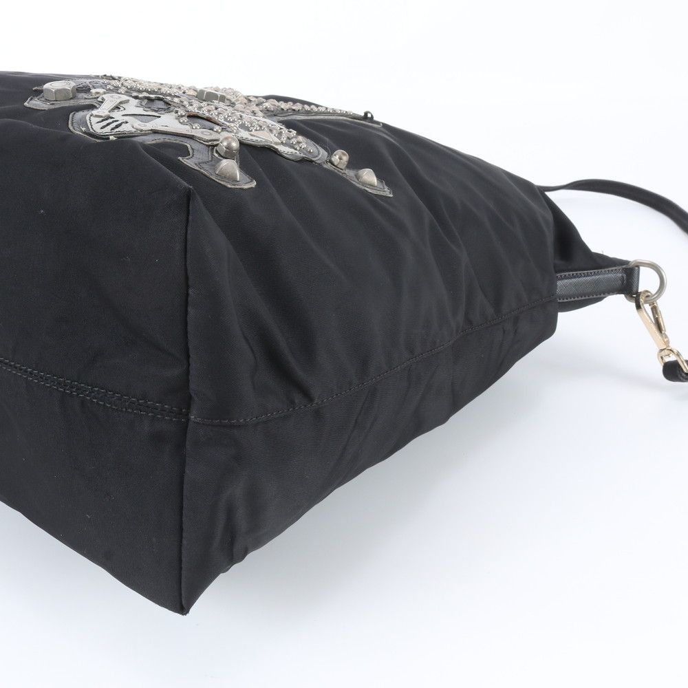 Prada Tessuto Nylon Triangle Logo Skull Leather 2-Way Shoulder Bag Crossbody — view 4