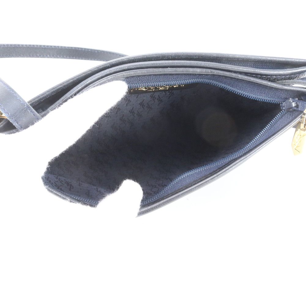 Saint Laurent Vintage YSL Leather Canvas Shoulder Bag Crossbody Navy — view 7