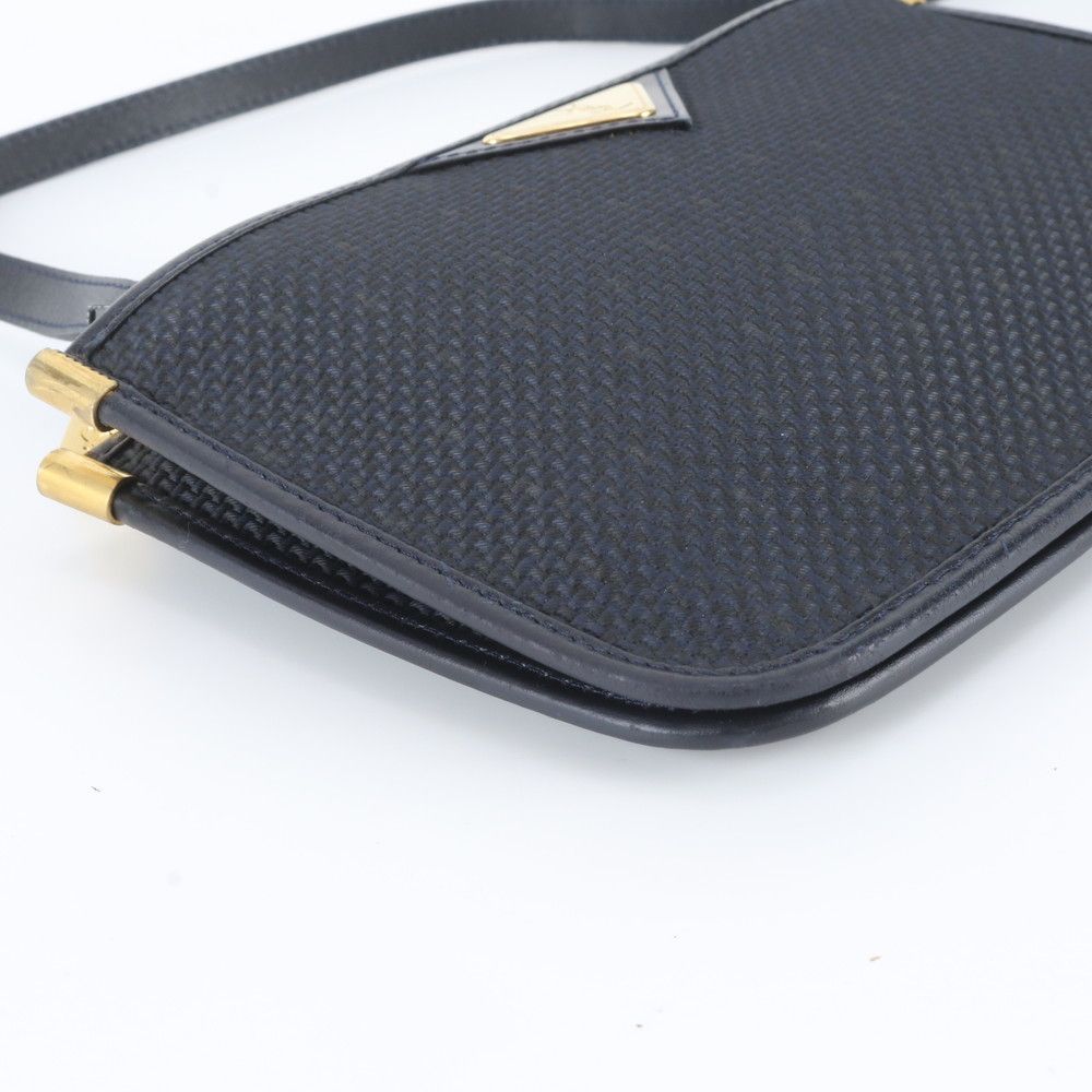 Saint Laurent Vintage YSL Leather Canvas Shoulder Bag Crossbody Navy — view 6