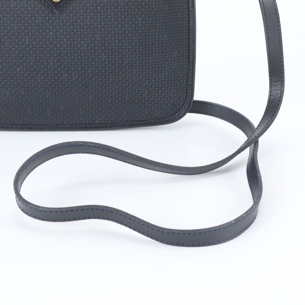 Saint Laurent Vintage YSL Leather Canvas Shoulder Bag Crossbody Navy — view 2