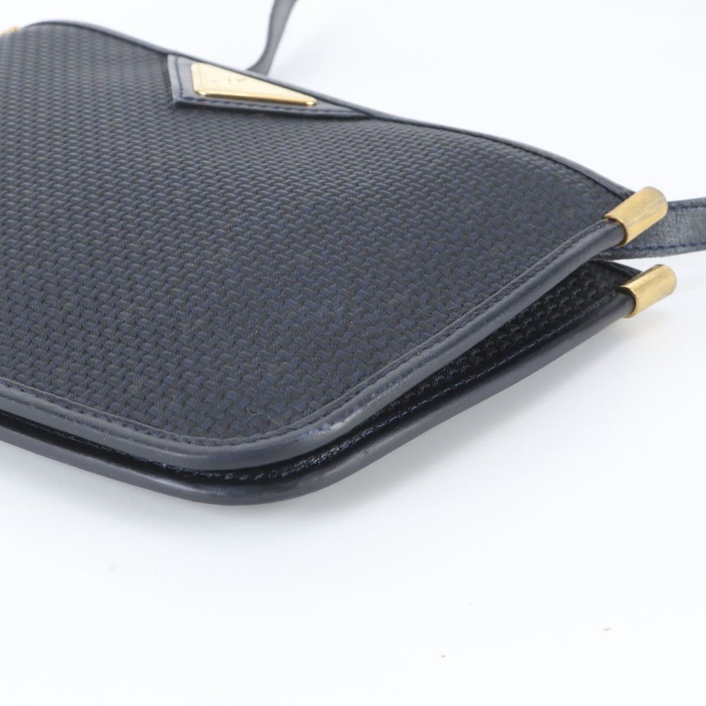 Saint Laurent Vintage YSL Leather Canvas Shoulder Bag Crossbody Navy — view 4