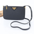 Saint Laurent Vintage YSL Leather Canvas Shoulder Bag Crossbody Navy