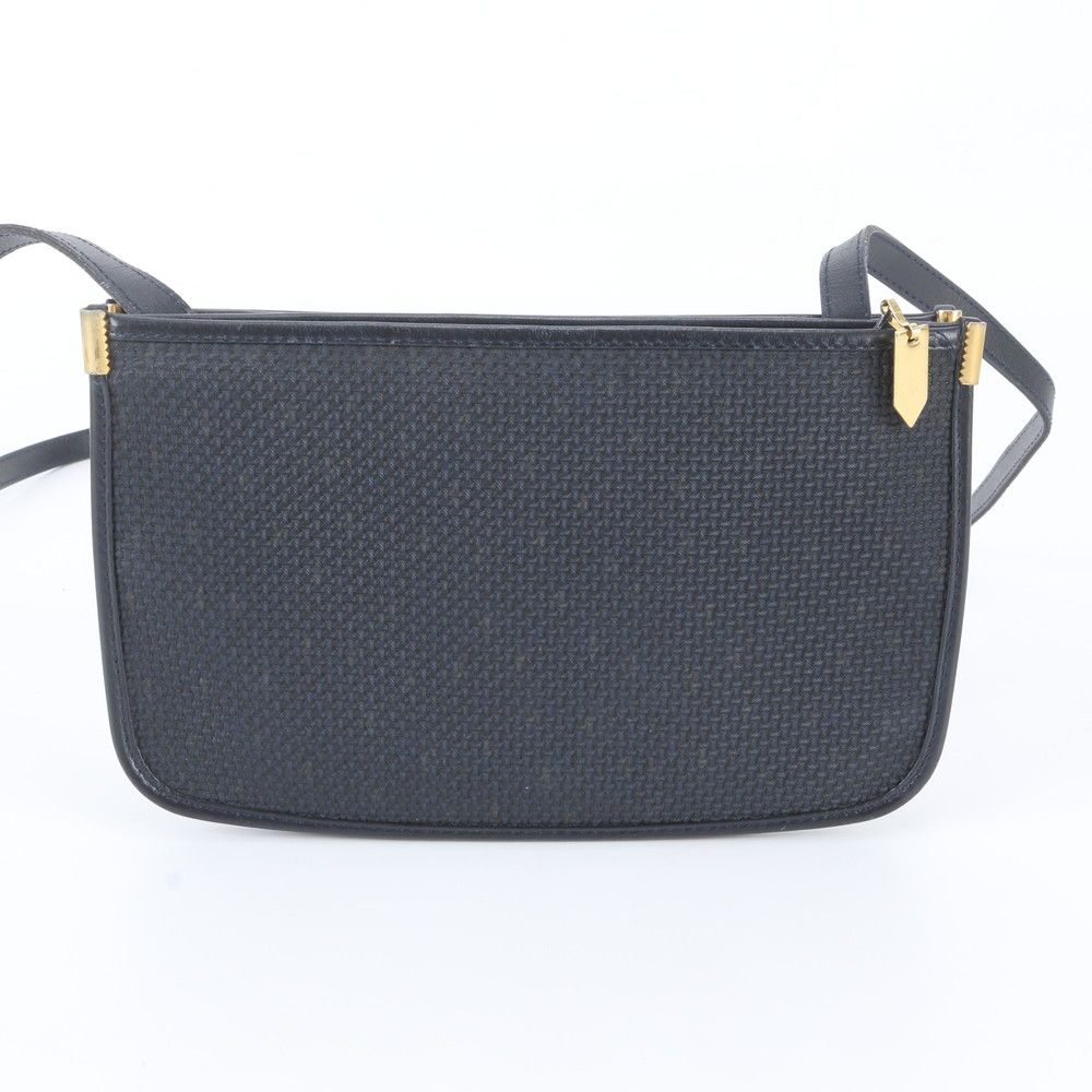 Saint Laurent Vintage YSL Leather Canvas Shoulder Bag Crossbody Navy — view 3