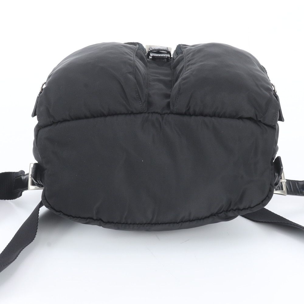 Prada Tessuto Nylon Triangle Logo Leather Backpack Shoulder Bag — view 5