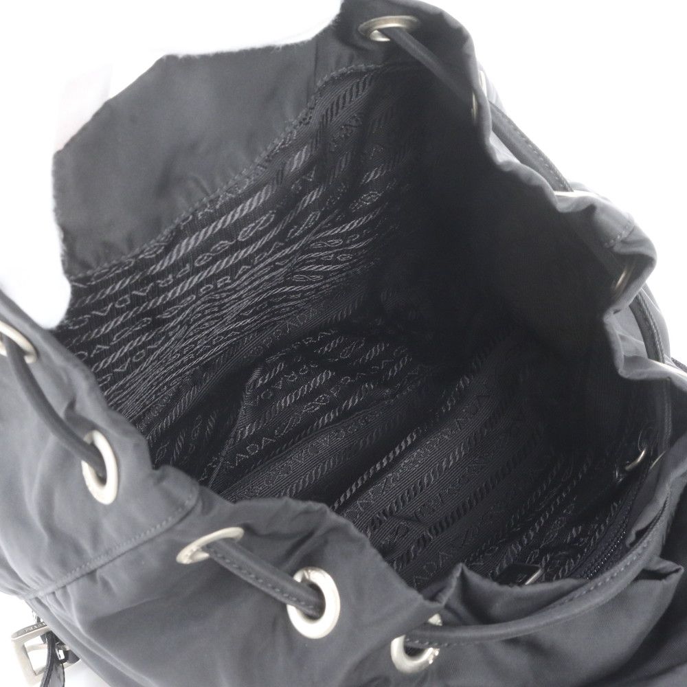 Prada Tessuto Nylon Triangle Logo Leather Backpack Shoulder Bag — view 6