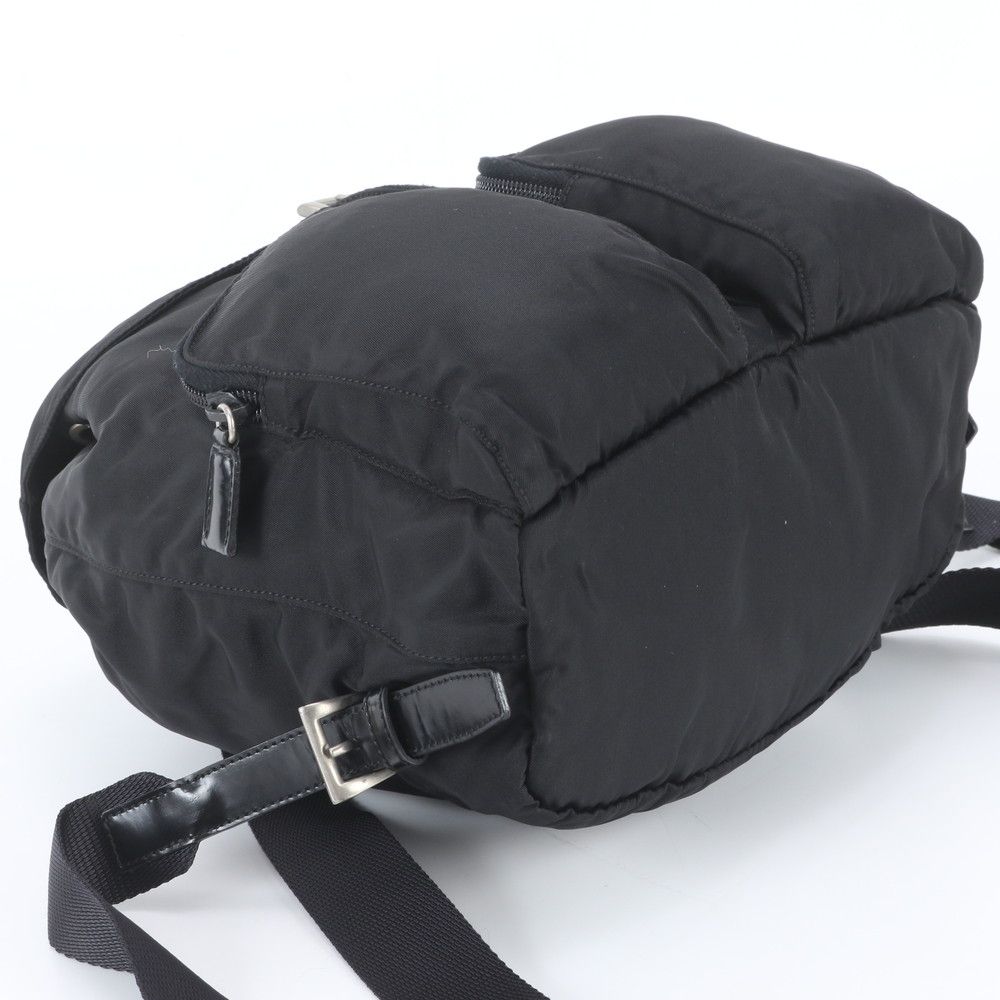 Prada Tessuto Nylon Triangle Logo Leather Backpack Shoulder Bag — view 4