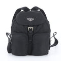 Prada Tessuto Nylon Triangle Logo Leather Backpack Shoulder Bag