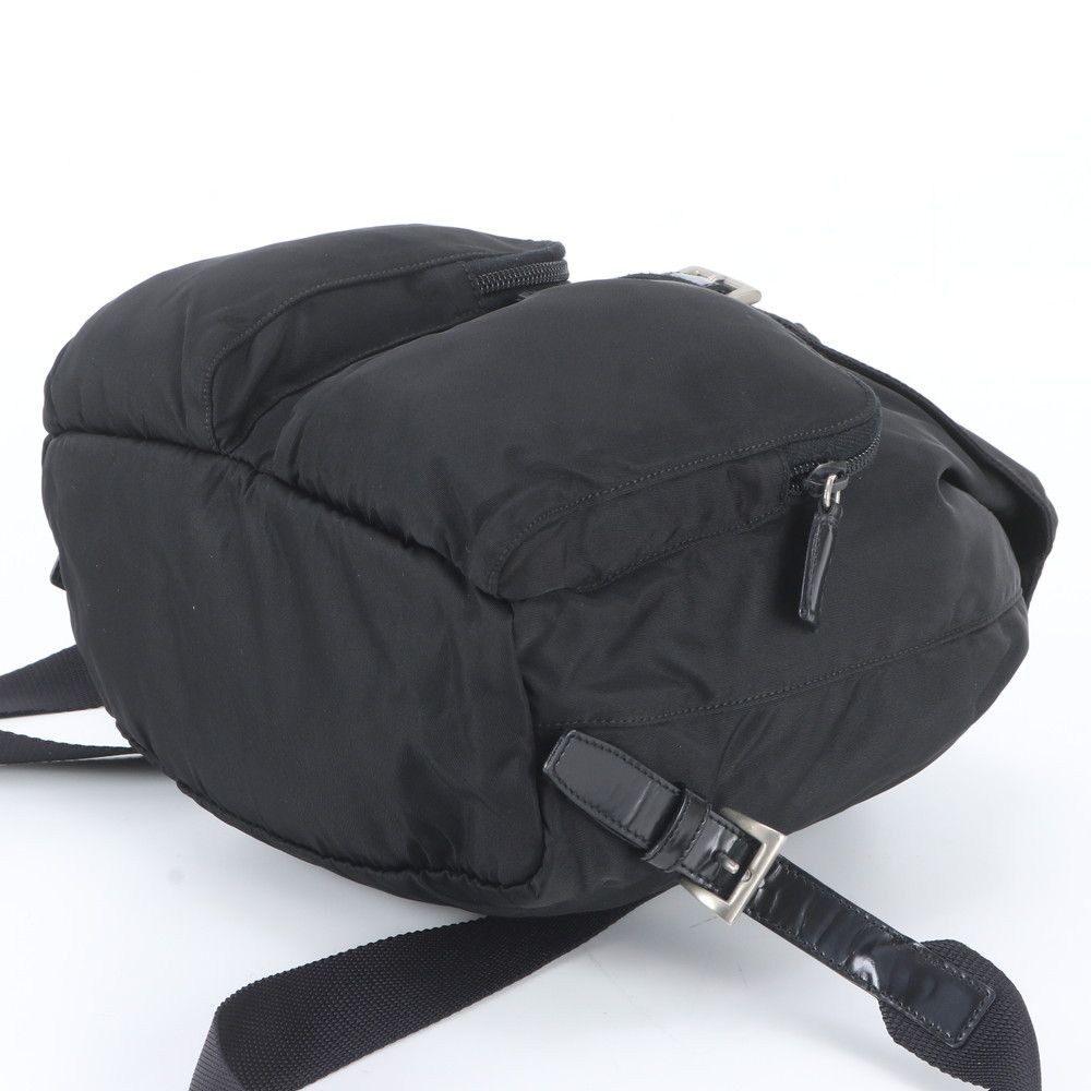 Prada Tessuto Nylon Triangle Logo Leather Backpack Shoulder Bag — view 3