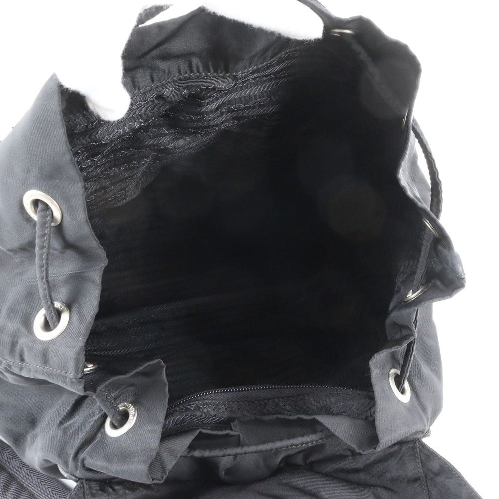 Prada Tessuto Nylon Triangle Logo Leather Backpack Black — view 7