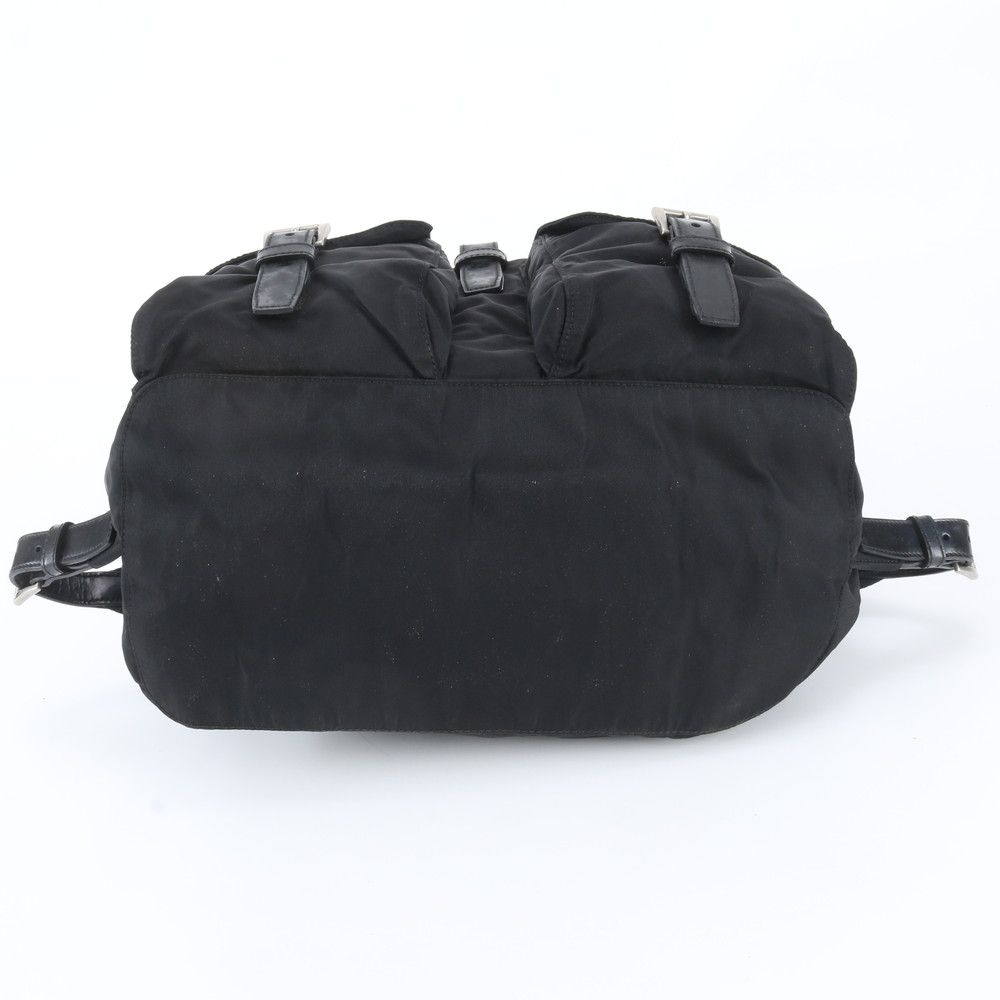 Prada Tessuto Nylon Triangle Logo Leather Backpack Black — view 5