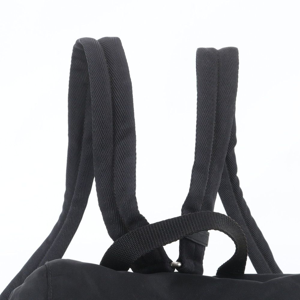 Prada Tessuto Nylon Triangle Logo Leather Backpack Black — view 2