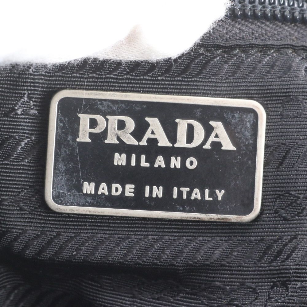 Prada Tessuto Nylon Triangle Logo Leather Backpack Black — view 8
