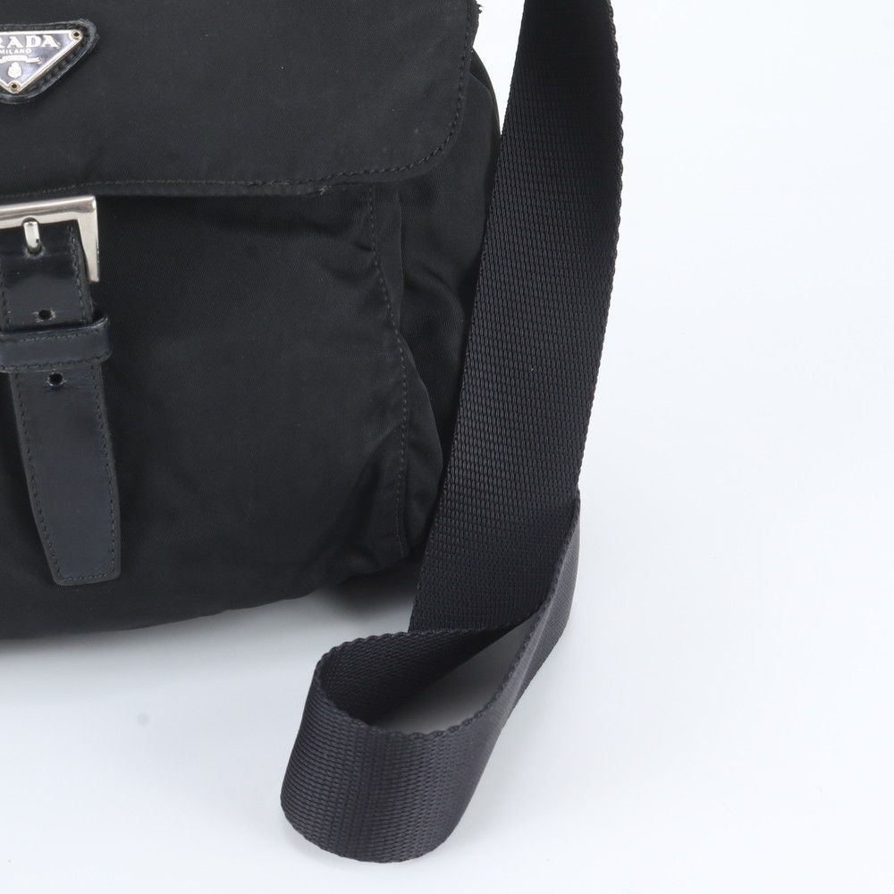 Prada Tessuto Nylon Triangle Logo Leather Shoulder Bag Crossbody Messenger — view 2