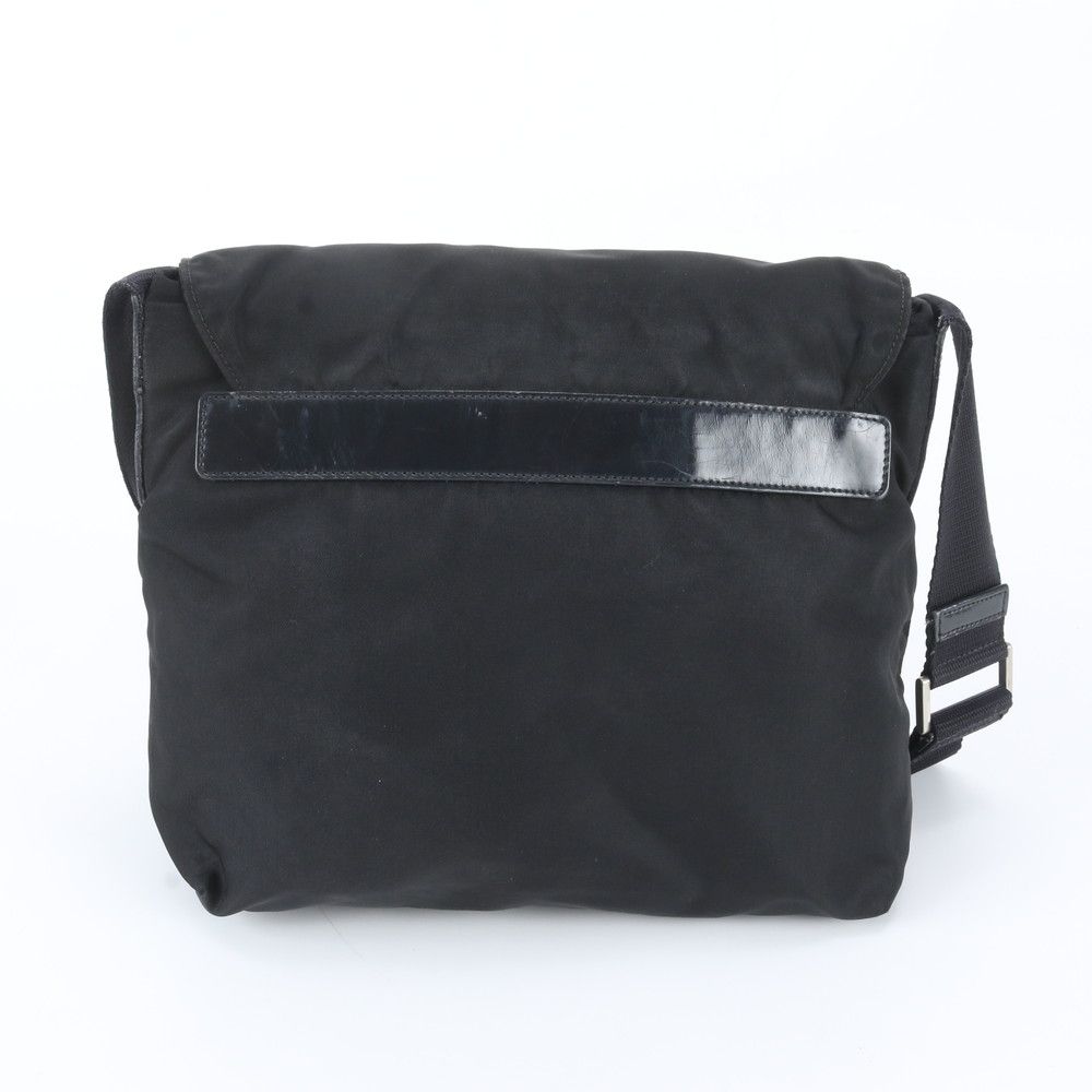 Prada Tessuto Nylon Triangle Logo Leather Shoulder Bag Crossbody Messenger — view 3