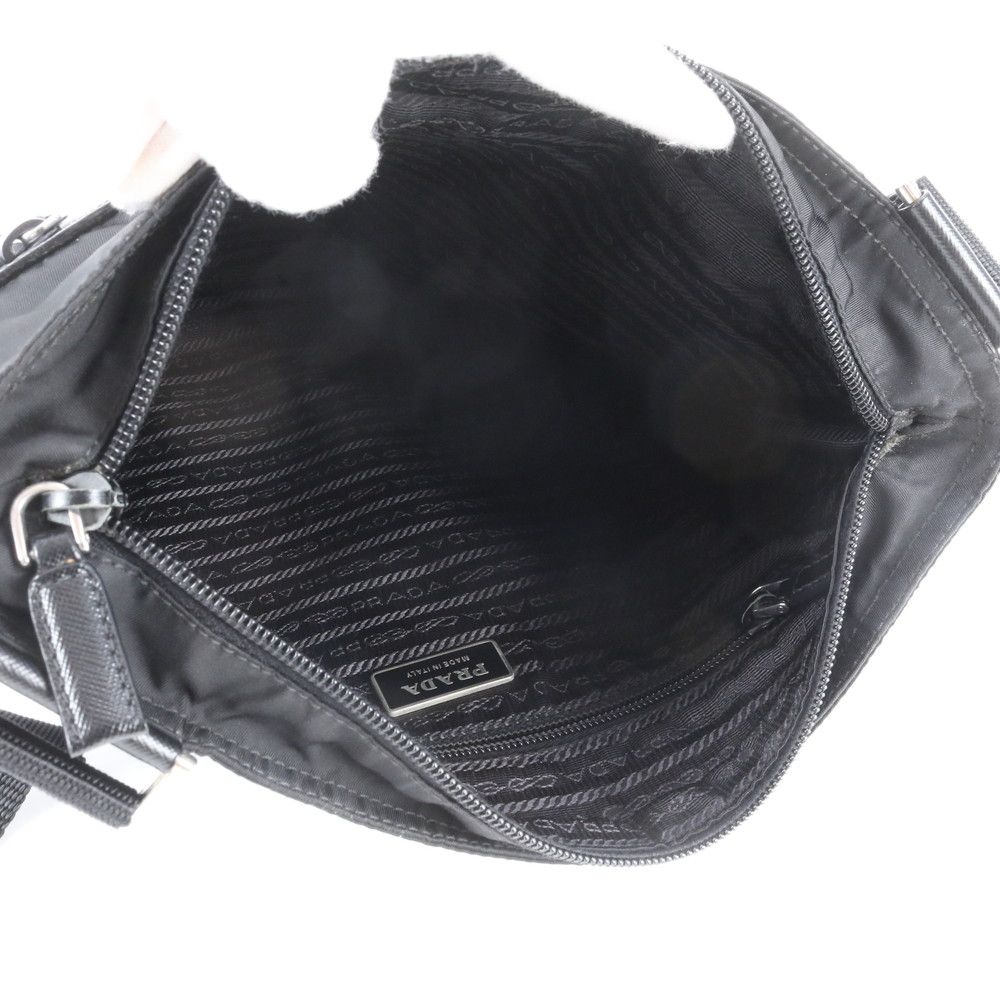Prada Tessuto Nylon Triangle Logo Leather Shoulder Bag Crossbody Messenger — view 7
